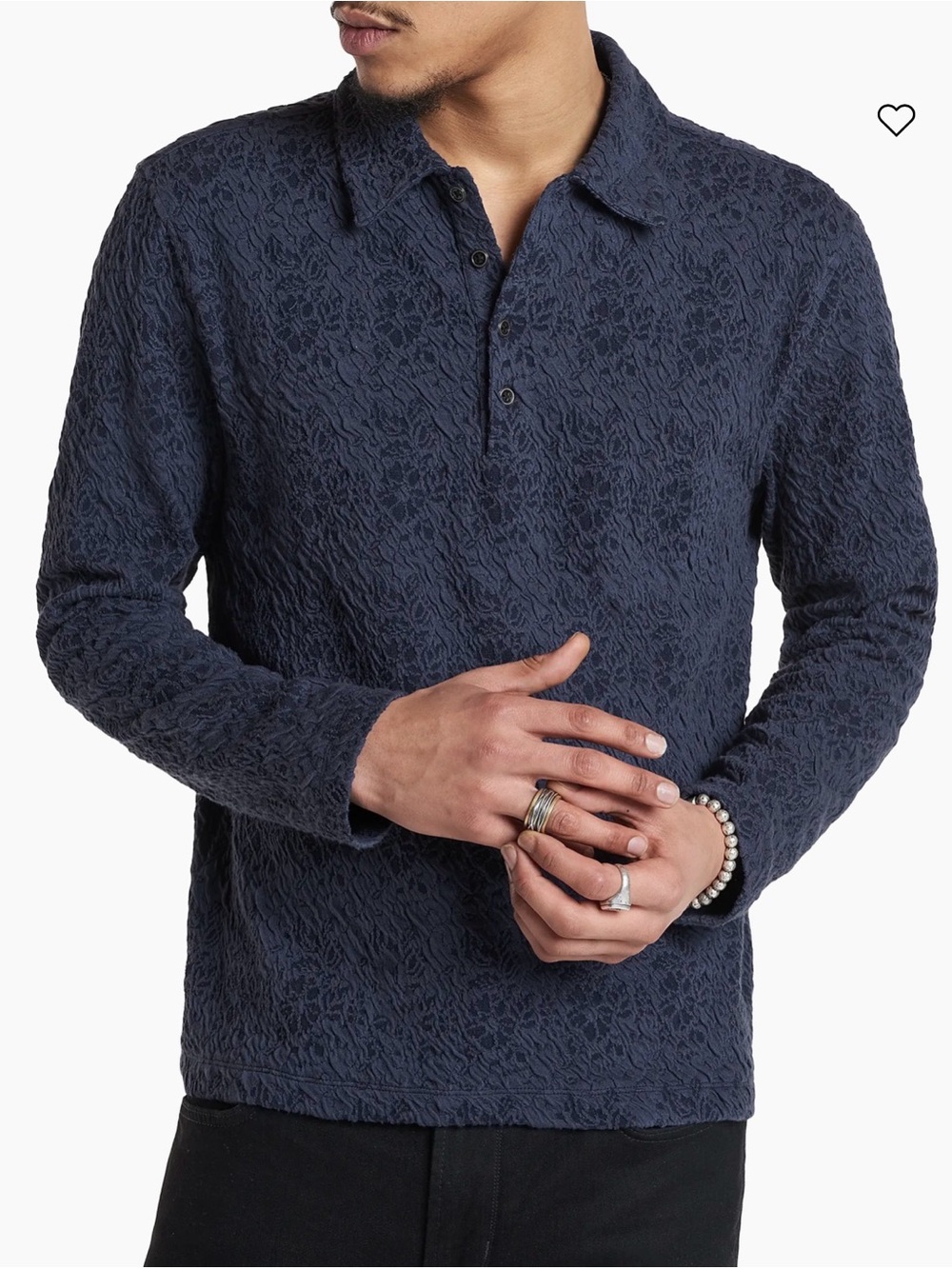 John Varvatos Newport Jacquard Floral Polo Shirt XL Navy